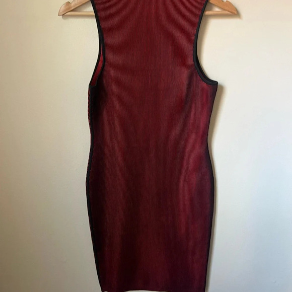 Alexander Wang Red Black Ribbed Body Con Dress, size small - Picture 3 of 4